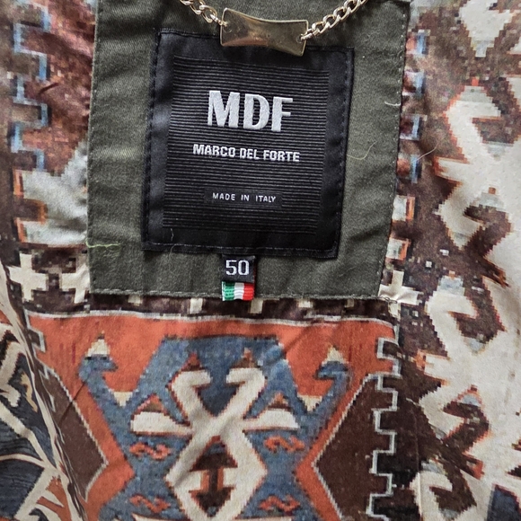 Women's Green Parka with Real Fur Trim - Picture 4 of 8